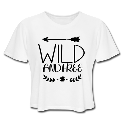 Wild and Free Women's Cropped T-Shirt - white