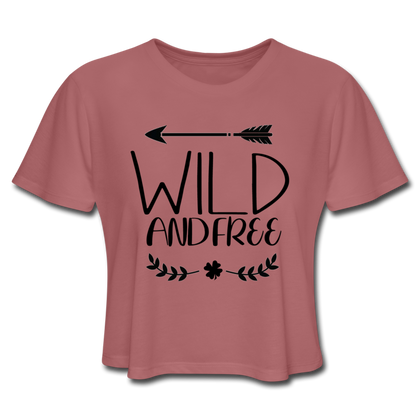 Wild and Free Women's Cropped T-Shirt - mauve