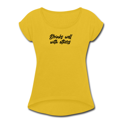 Women's Roll Cuff T-Shirt - mustard yellow