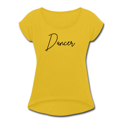 Women's Roll Cuff T-Shirt - mustard yellow