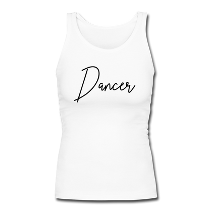 Dancer Women's Longer Length Fitted Tank - white