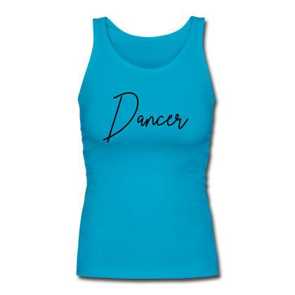 Dancer Women's Longer Length Fitted Tank - turquoise