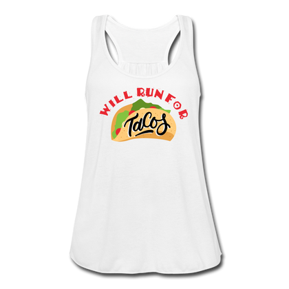 Will Run for Tacos Women's Flowy Tank Top by Bella - white