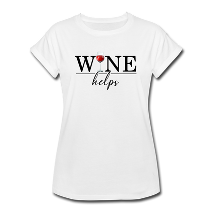 Wine Helps Women's Relaxed Fit T-Shirt - white