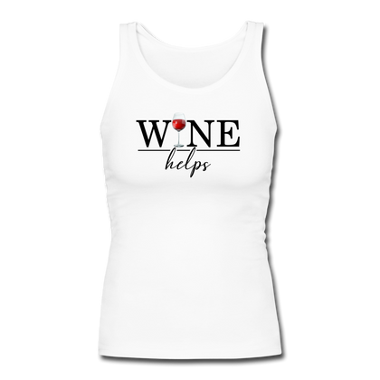 Wine Helps Women's Longer Length Fitted Tank - white