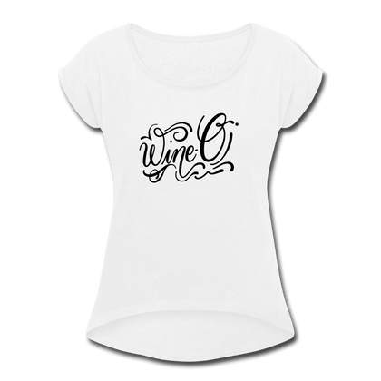 Wine-O Women's Roll Cuff T-Shirt - white