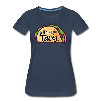 Will Ride for Tacos Women’s Premium Organic T-Shirt - navy