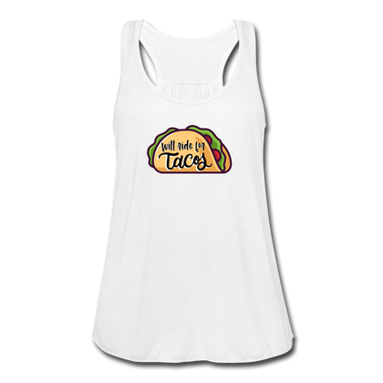 Will Ride for Tacos Women's Flowy Tank Top - white