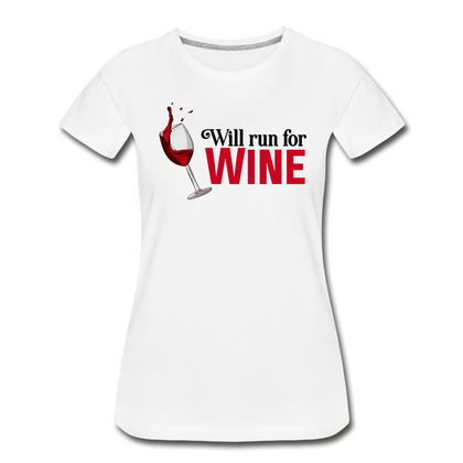 Will Run for Wine Women’s Premium Organic T-Shirt - white