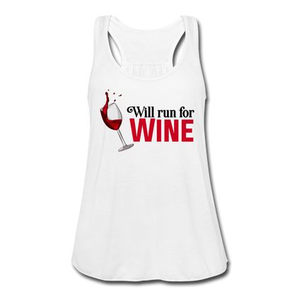 Will Run for Wine Women's Flowy Tank Top - white