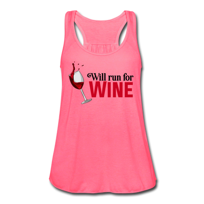 Will Run for Wine Women's Flowy Tank Top - neon pink