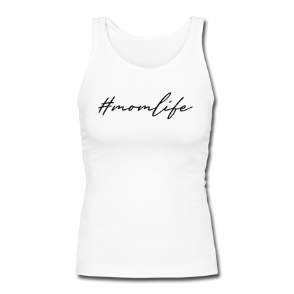 #momlife Women's Longer Length Fitted Tank - white