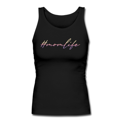 #momlife Women's Longer Length Fitted Tank - black