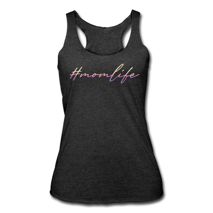 #momlife Women’s Tri-Blend Racerback Tank - heather black