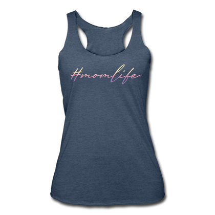 #momlife Women’s Tri-Blend Racerback Tank - heather navy