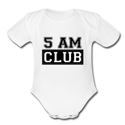 5 AM Club Organic Short Sleeve Baby Bodysuit - white