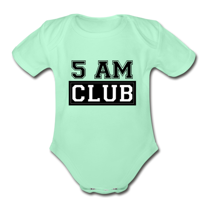 5 AM Club Organic Short Sleeve Baby Bodysuit - light mint