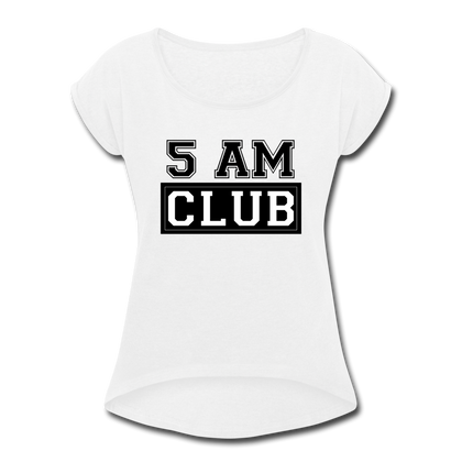 5 AM Club Women's Roll Cuff T-Shirt - white