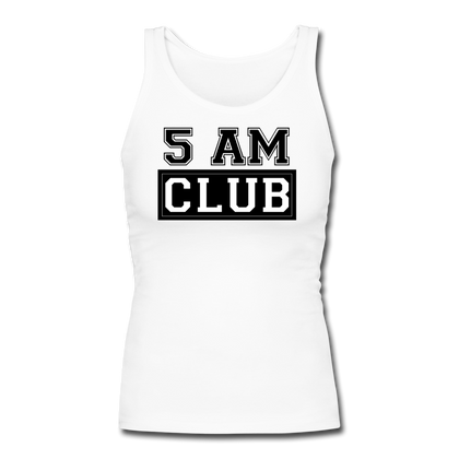 5 AM Club Women's Longer Length Fitted Tank - white