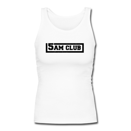 5AM Club Women's Longer Length Fitted Tank - white