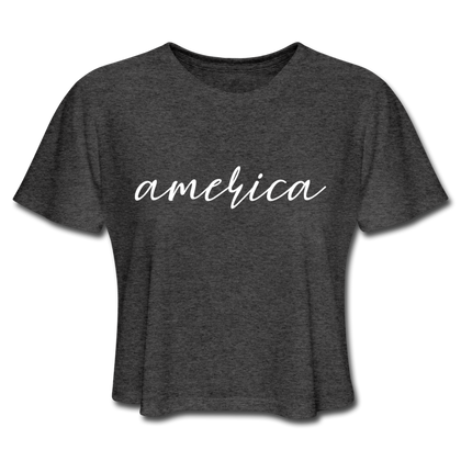 America Women's Cropped T-Shirt - deep heather