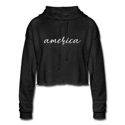 America Women's Cropped Hoodie - deep heather