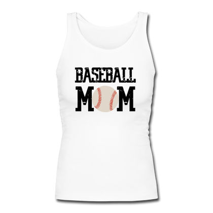 Baseball Mom Women's Longer Length Fitted Tank - white