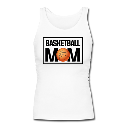 Basketball Mom Women's Longer Length Fitted Tank - white