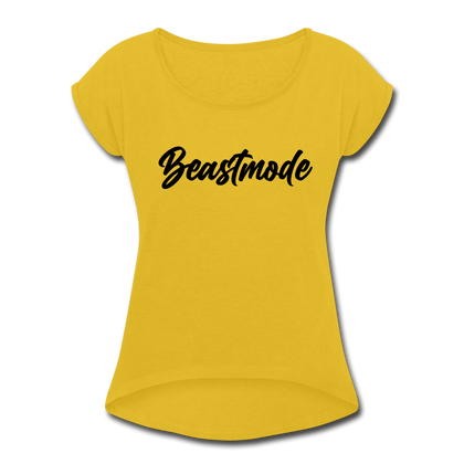 Beastmode Women's Roll Cuff T-Shirt - mustard yellow