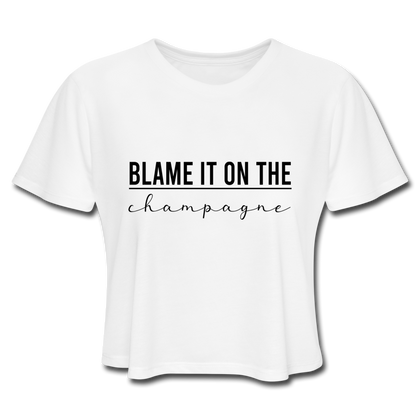 Blame it on the champagne Women's Cropped T-Shirt - white