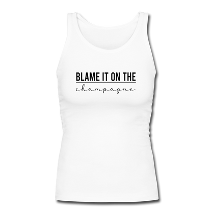 Blame it on the Champagne Women's Longer Length Fitted Tank - white