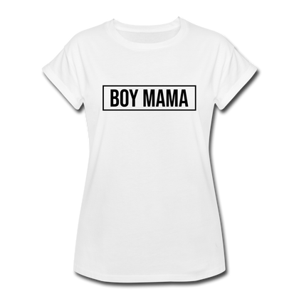 BOY MAMA Women's Relaxed Fit T-Shirt - white