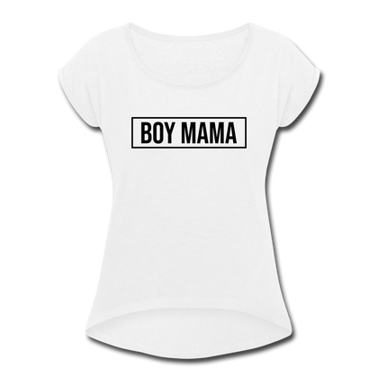 BOY MAMA Women's Roll Cuff T-Shirt - white