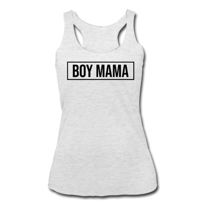 Boy Mama Women’s Tri-Blend Racerback Tank - heather white