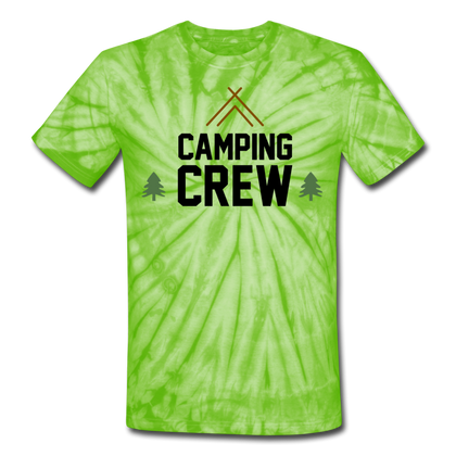 Camping Crew Unisex Tie Dye T-Shirt - spider lime green