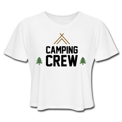 Camping Crew Women's Cropped T-Shirt - white