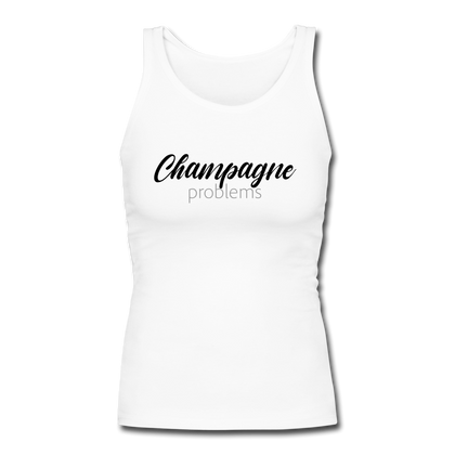 Champagne Problems Women's Longer Length Fitted Tank - white