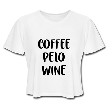 Coffee Pelo Wine Women's Cropped T-Shirt - white