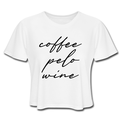 Coffee Pelo Wine Women's Cropped T-Shirt - white