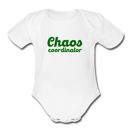 Chaos Coordinator Organic Short Sleeve Baby Bodysuit - white