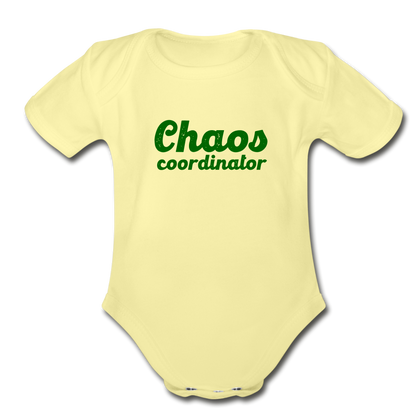 Chaos Coordinator Organic Short Sleeve Baby Bodysuit - washed yellow