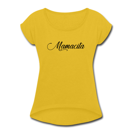 Mamacita Women's Roll Cuff T-Shirt - mustard yellow