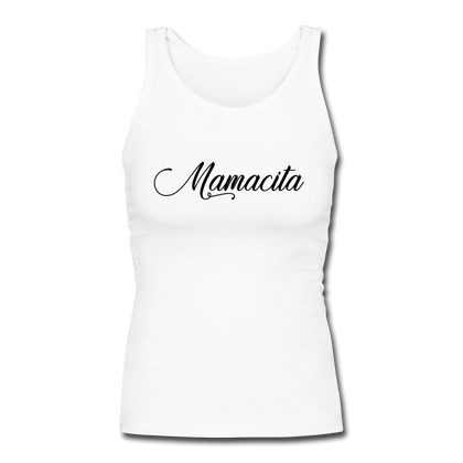 Mamacita Women's Longer Length Fitted Tank - white