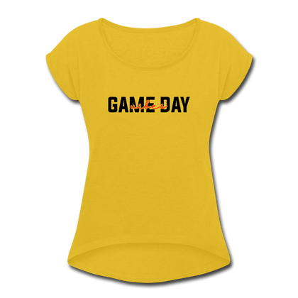 Game Day Vibes Women's Roll Cuff T-Shirt - mustard yellow