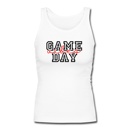 Game Day Vibes Women's Longer Length Fitted Tank - white