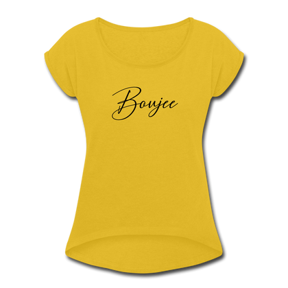 Boujee Women's Roll Cuff T-Shirt - mustard yellow