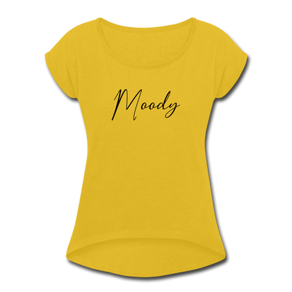 Moody Women's Roll Cuff T-Shirt - mustard yellow