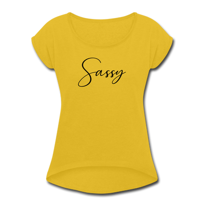 Sassy Women's Roll Cuff T-Shirt - mustard yellow