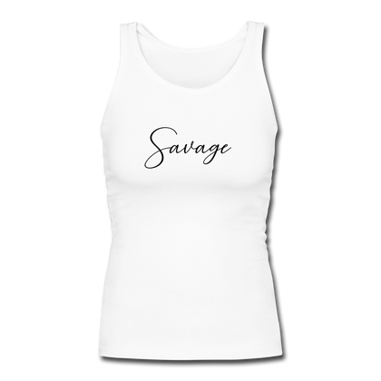 Savage Women's Longer Length Fitted Tank - white