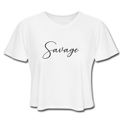 Savage Women's Cropped T-Shirt - white